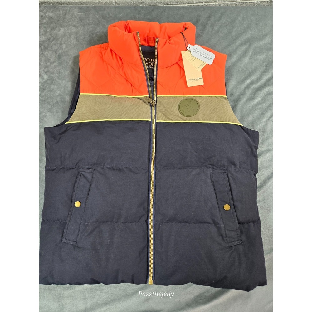 Scotch and Soda Vest Mens Large Ovela Mixed Media Quilted Full Zip Hike Camp Ski